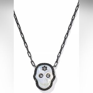 Kendra Scott NWT Skeleton Short Pendant Necklace Gunmetal Dustbag Included